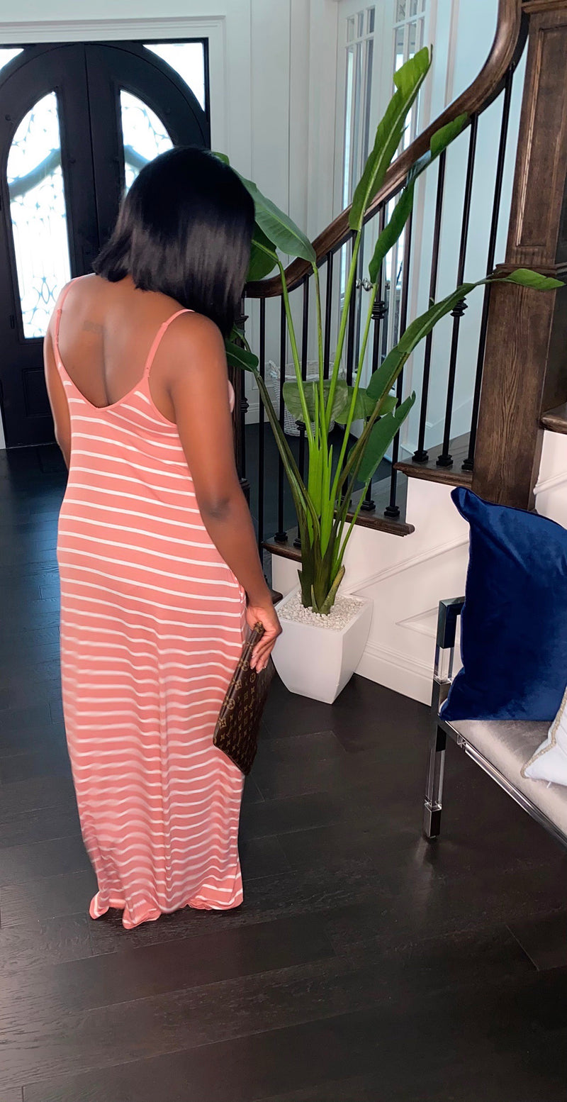 Forever Striped Maxi Dress (Coral)