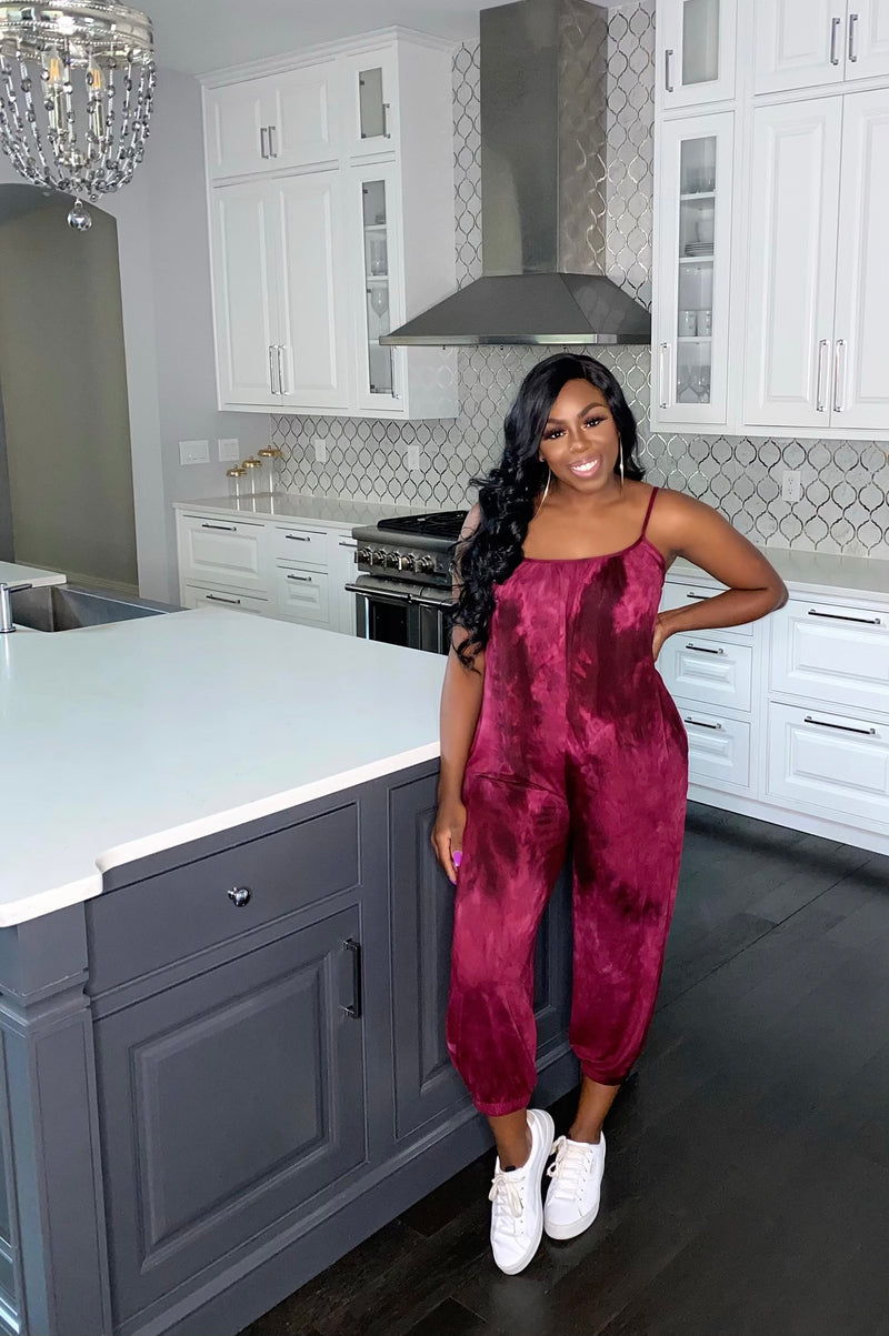 The Take Me Away Jumpsuit (Burgundy)
